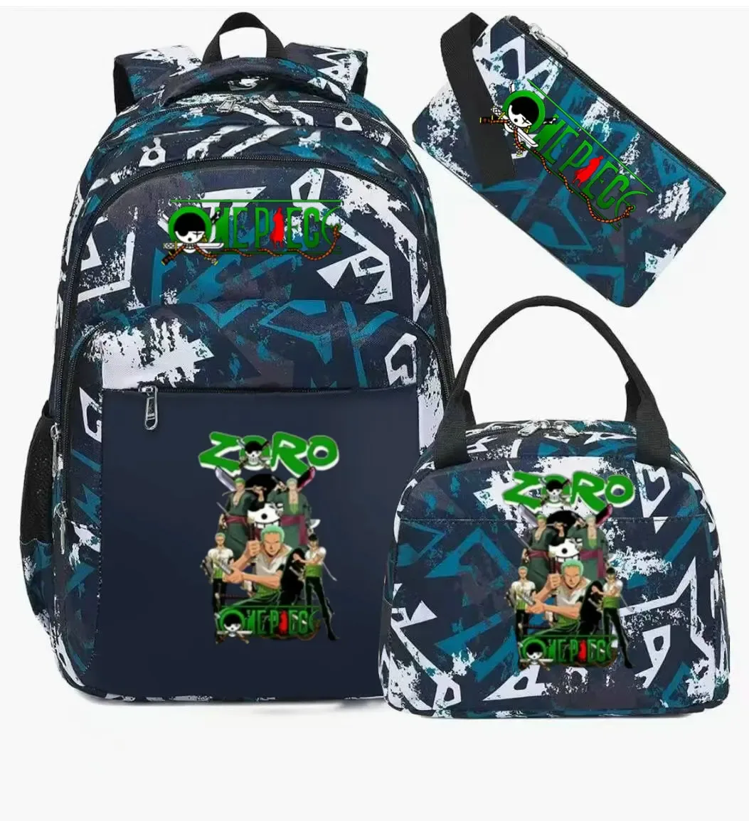sac à dos one piece 3 pièces camouflage pour adolescents, sacs d'école pour ordinateur portable, sacs de voyage pour collégiens/lycéens, mochilas