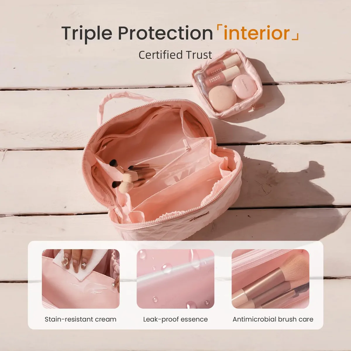 sac à cosmétiques portable de grande capacité, organisateur de toilette de voyage étanche avec poignée pour femmes