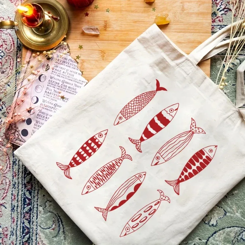 sac fourre-tout en toile chic vintage, 1 pièce, tissu léger et durable pour le travail, l'école, le shopping, sac de transport quotidien, cadeaux