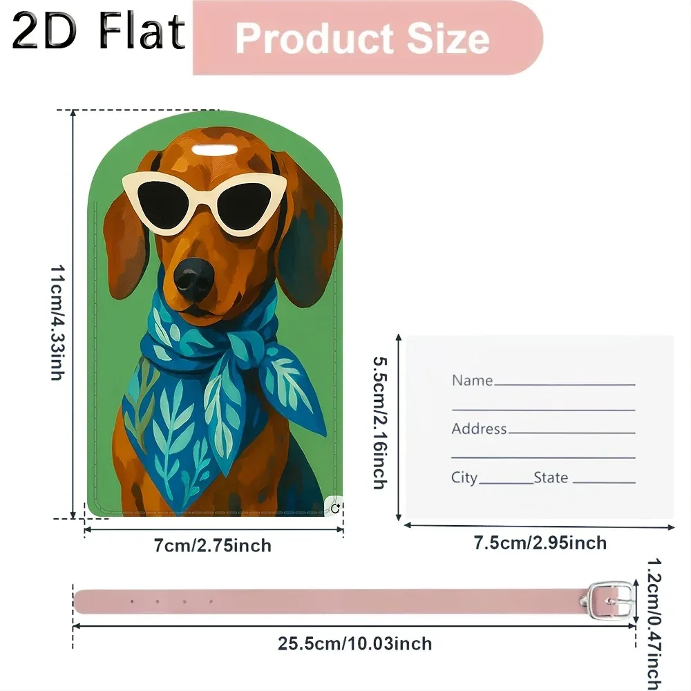 étiquette de bagage pour chien teckel, identification de bagages de voyage, accessoires de valise en pu pour l'identification en voyage
