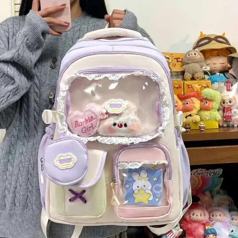 nouveau sac à dos ita y2k mignon avec porte-monnaie, sac à dos transparent grande capacité pour étudiantes, idéal pour l'école, l'université et les activités de plein air