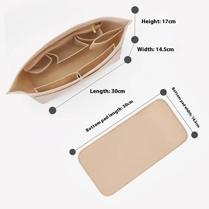 ensemble de 2 pièces d'insertion d'organisateur de sac à main pour sacs à main, organisateur de sac en feutre pour fourre-tout et sac à main, insert d'organisateur de sac fourre-tout, pour lv neverfull