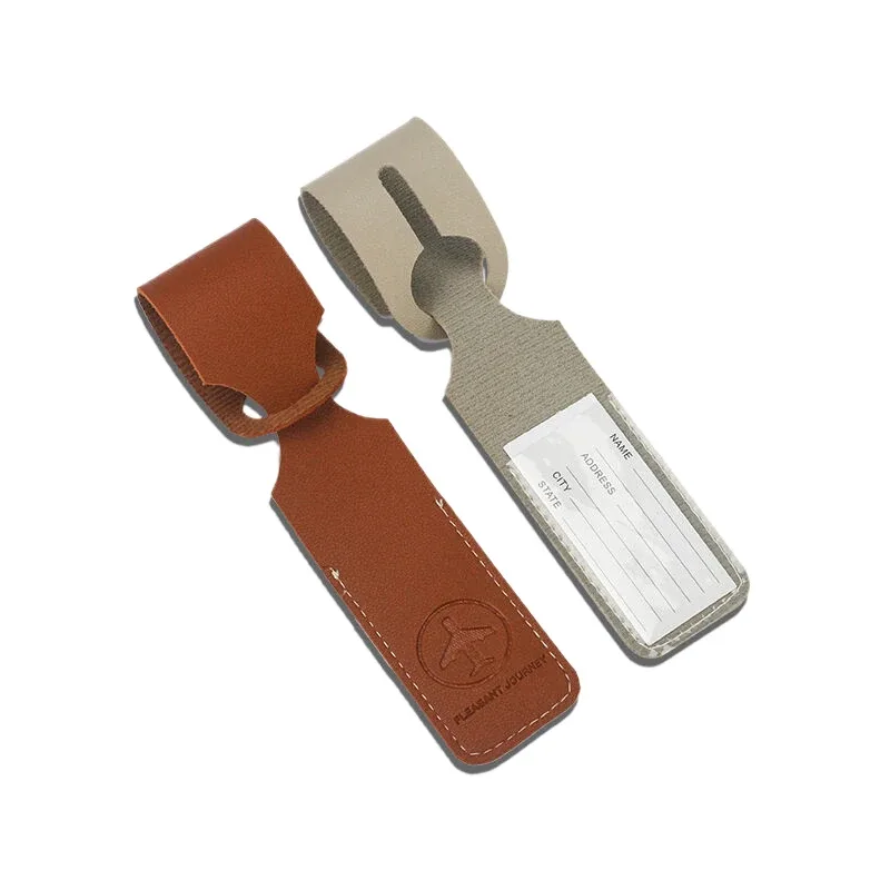 1 pièce Étiquette de bagage en cuir PU, accessoire de voyage créatif, porte-identifiant et porte-adresse pour valise, étiquette d'embarquement portable