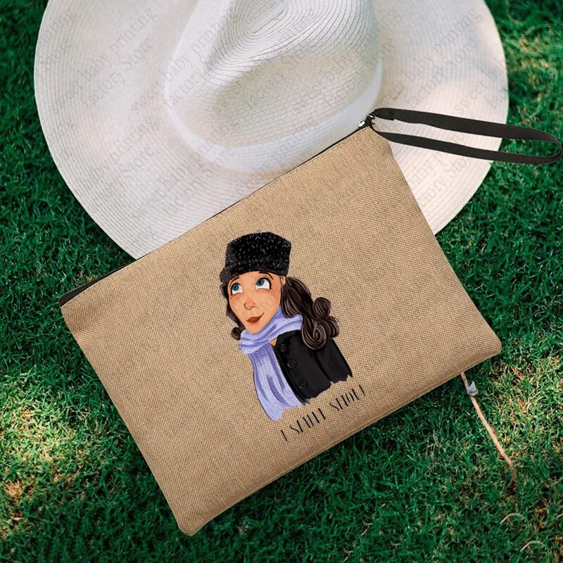 luke's flaxen cosmetic bag, coffee lover purse, inspired unisex wristlet clutch, gilmore girl star hollow powder, gérmerch