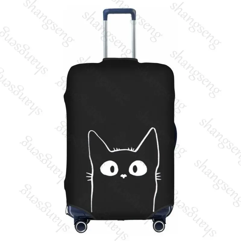 housse de protection élastique épaisse pour bagages, chat noir de dessin animé mignon, combinaison à fermeture éclair pour sac de 18 à 32 pouces, housse de chariot pour valise de voyage