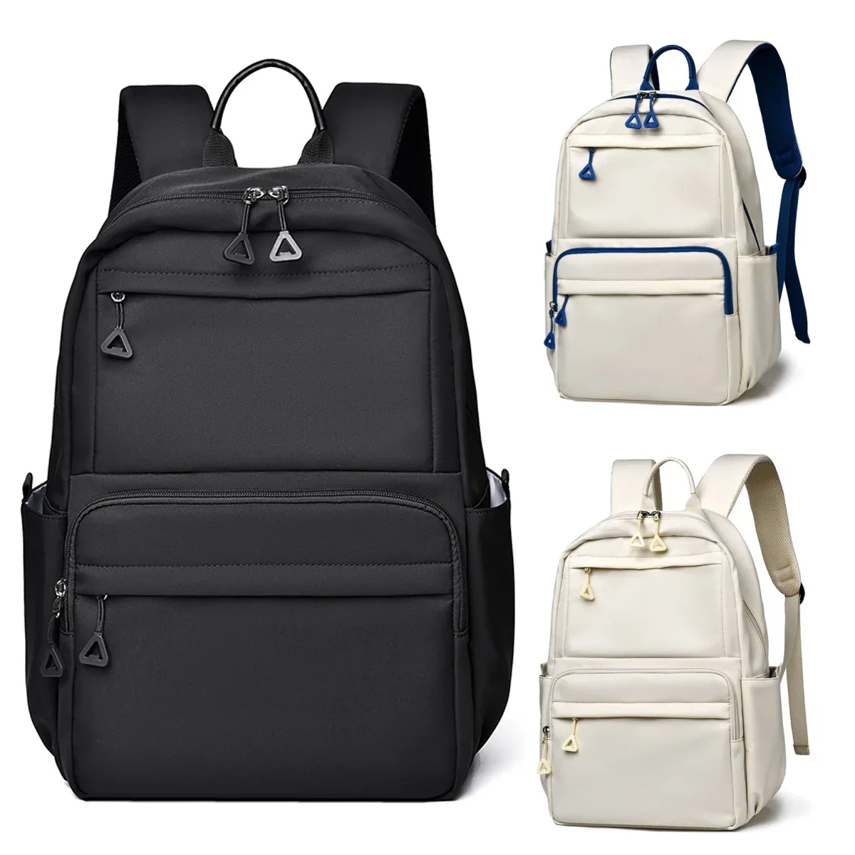 Un sac à dos pour ordinateur portable unisexe de 14 pouces, sac à dos décontracté spacieux et minimaliste en tissu Oxford, sac à dos d'étudiant léger et durable