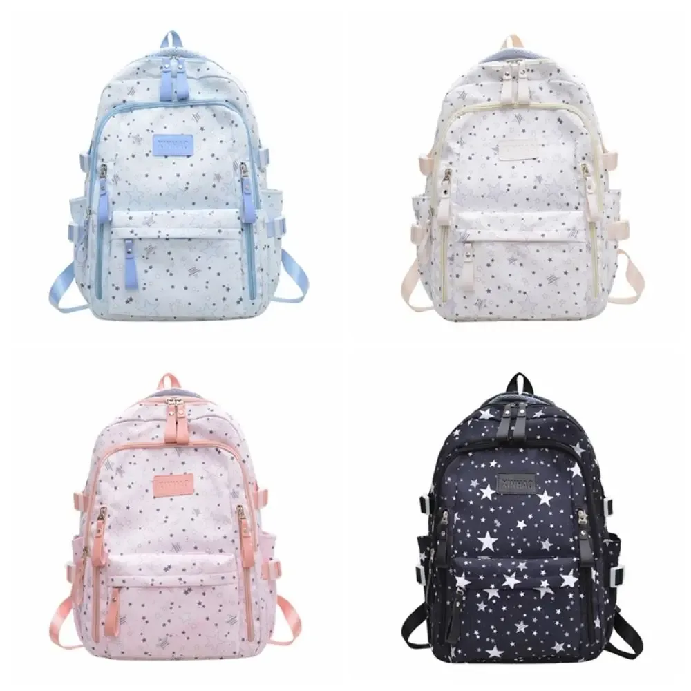 sac à dos imprimé étoile, léger, grande capacité, en nylon, style coréen, style universitaire, sac d'école pour étudiants