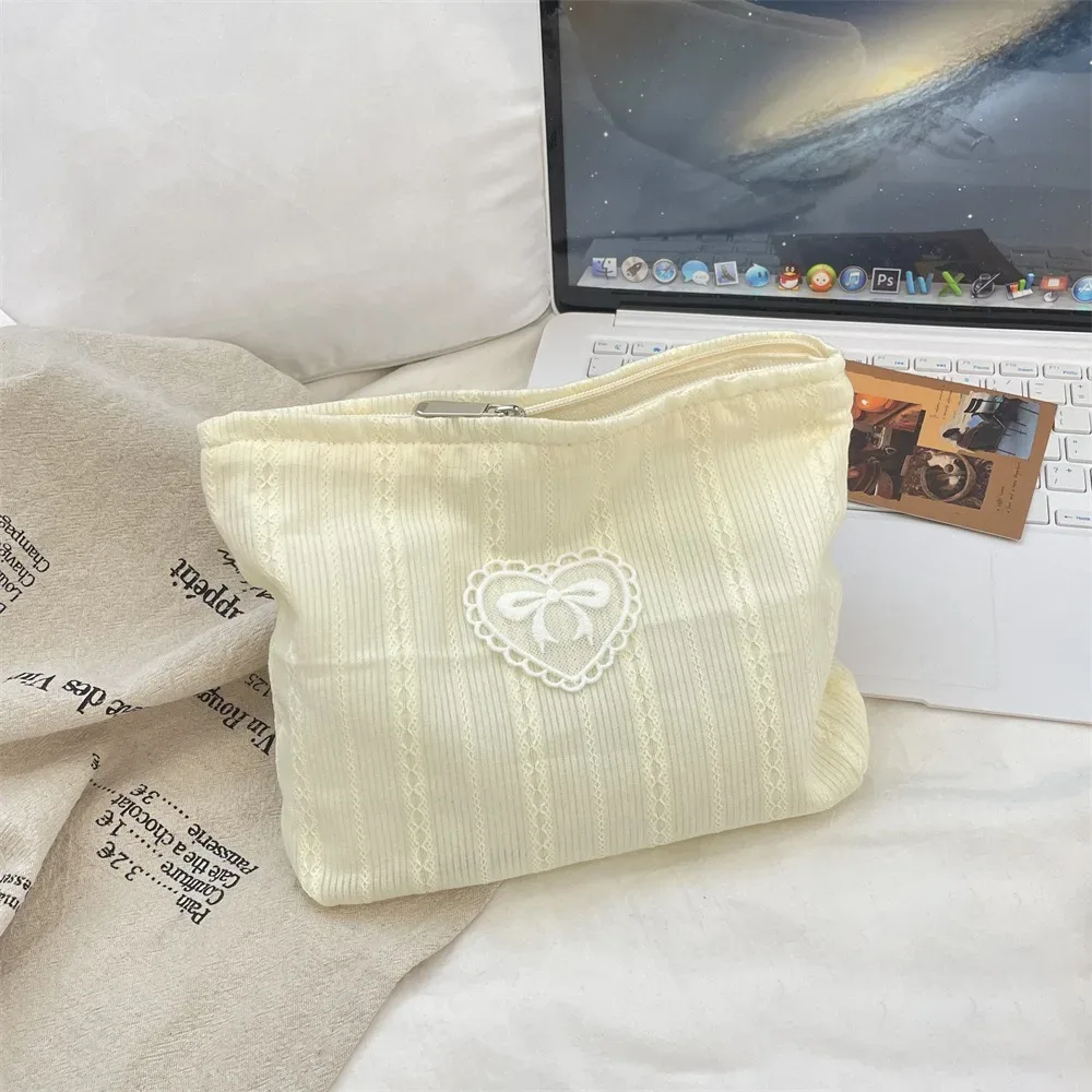 nouveau trousse de maquillage couleur bonbon, sac de papeterie à nœud papillon de grande capacité, pochette cosmétique multifonctionnelle de voyage