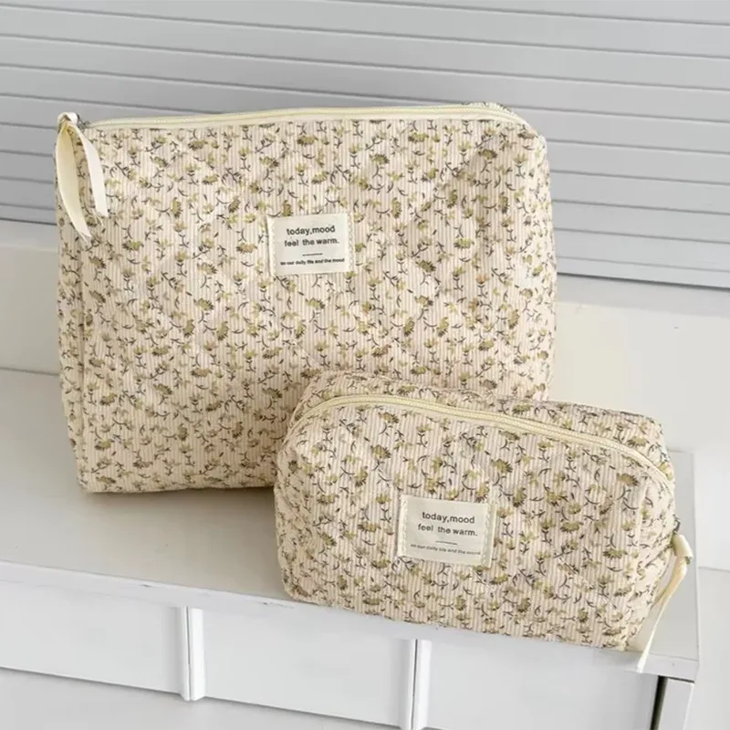 pochette cosmétique vintage pour femmes, imprimé floral, sac à main, organisateur de voyage, sac de rangement pour maquillage, grande capacité, sac matelassé pour cadeau