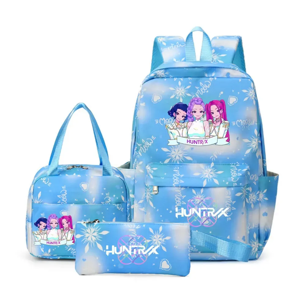 sacs d'école imprimés kpop demon hunters pour femmes et filles, 3 pièces/ensembles, avec sacs à lunch, cartable coloré pour étudiants garçons et filles