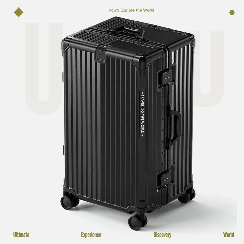 valise multifonctionnelle grande capacité 30 pouces, cadre en aluminium robuste et épaissi, valise de voyage à roulettes, bagage extra large