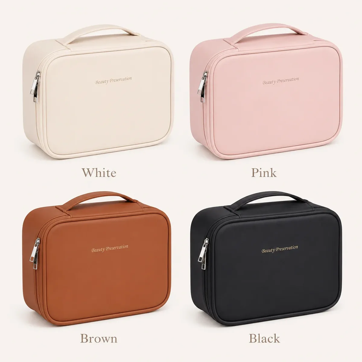 grande trousse de maquillage portable avec panneau à pinceaux amovible, étui de rangement cosmétique de voyage pour femmes