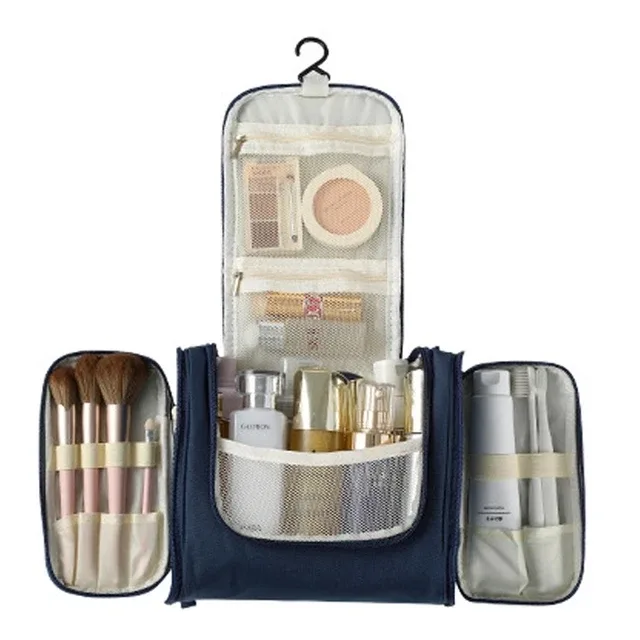 trousse de toilette de voyage suspendue imprimée fleurs multicolores, imperméable avec crochet et multiples compartiments pour cosmétiques et soins de la peau