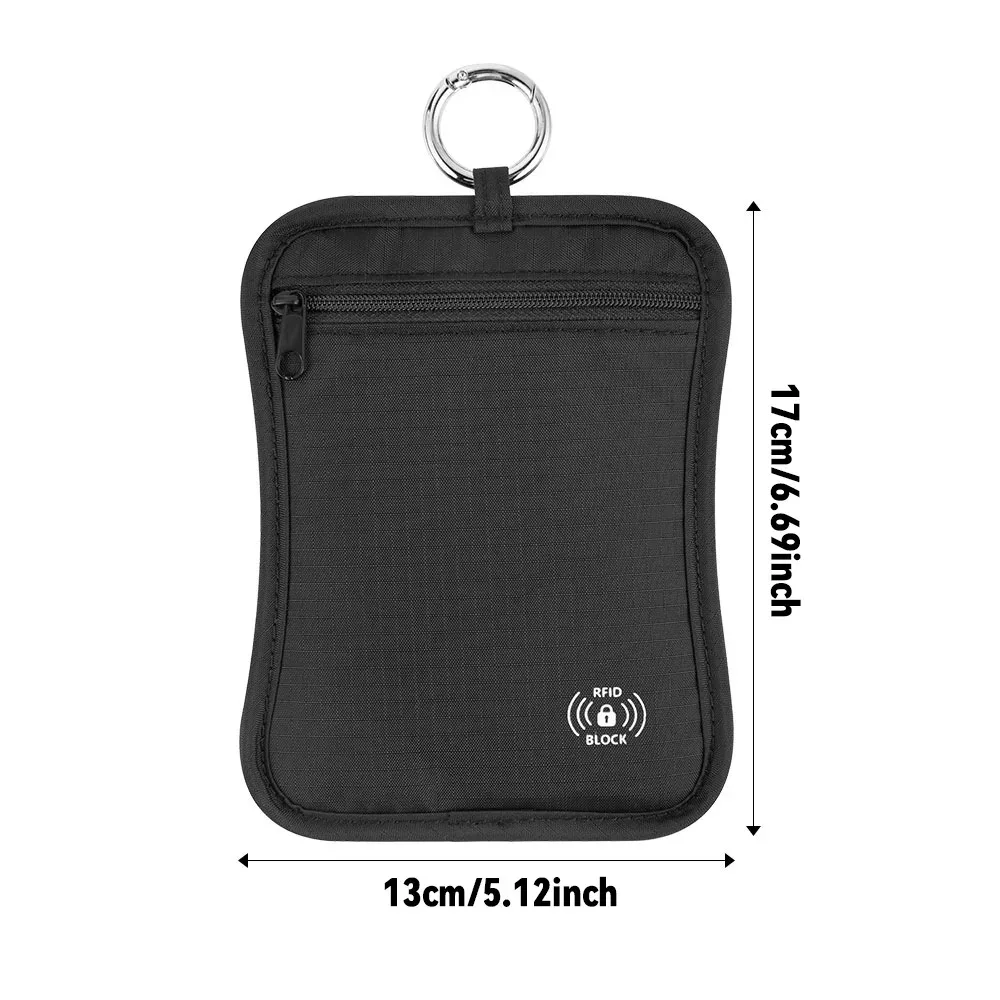 portefeuille de voyage anti-rfid avec crochet de verrouillage, fermeture éclair, porte-cartes, étui pour clés, sac de rangement étanche