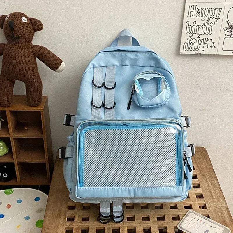nouveau style de collage kawaii sac d'école sac à dos transparent adolescente itabag amour coeur jk femmes sac à dos pochette d'ordinateur
