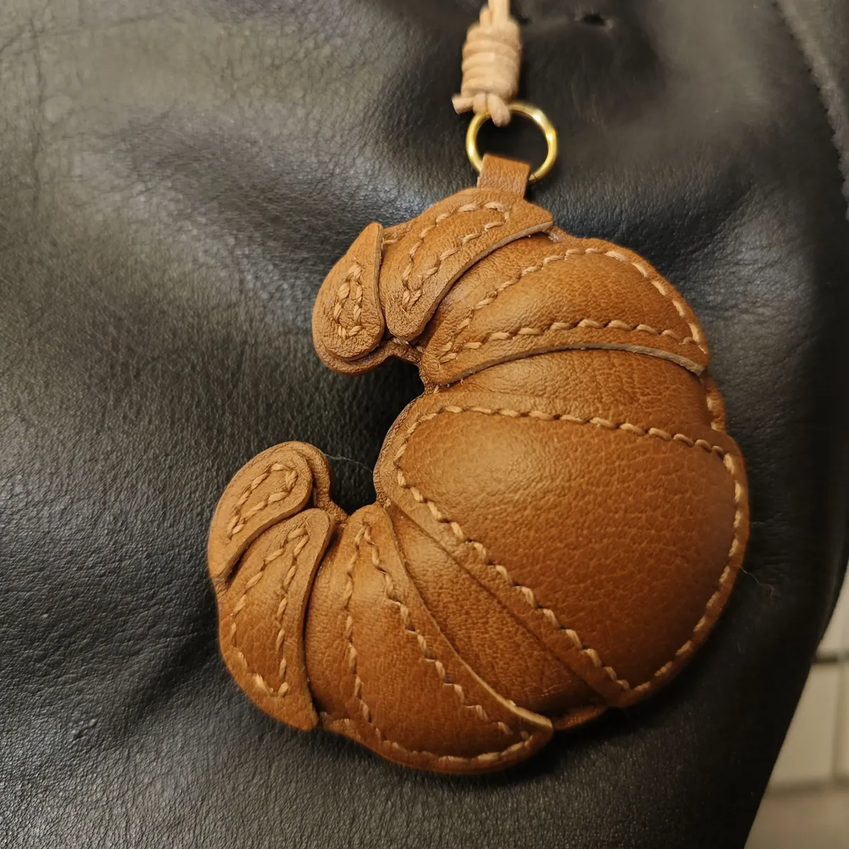breloque de sac croissant en cuir pu, sac à dos animal kawaii, porte-clés doux, accessoire fait à la main, mignon couple ami, bijoux cadeau
