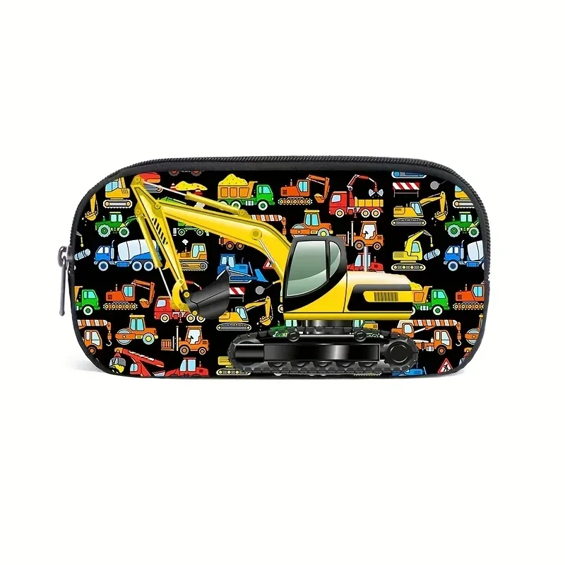 trousse cosmétique dessin animé ebtractor, camion de pompiers, sac de papeterie portable, boîte à crayons pour adolescents, fournitures scolaires