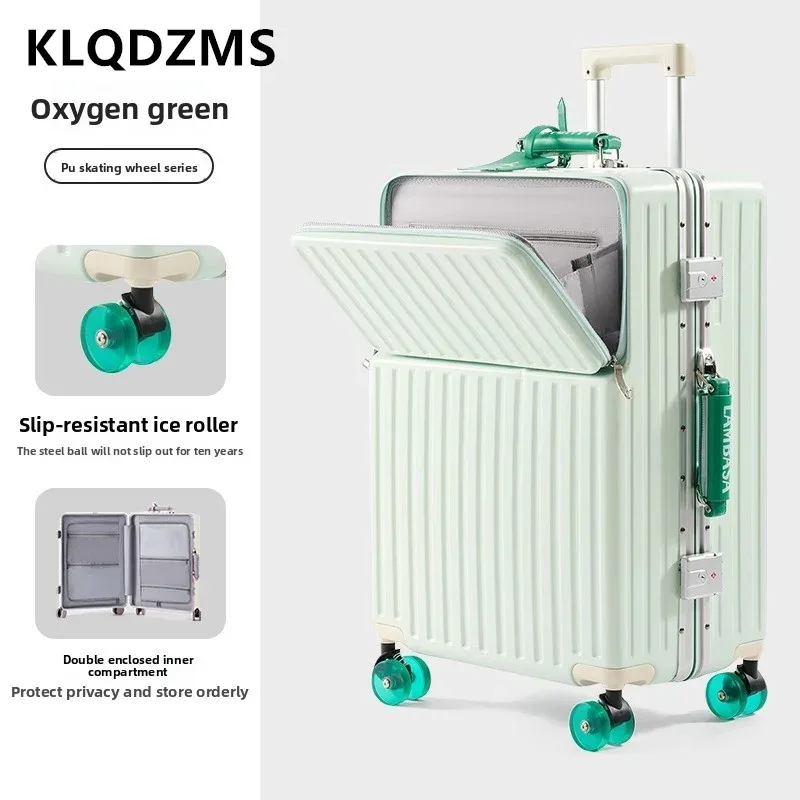 klqdzms valise ouverture avant boîte d'embarquement boîtier de chariot pour ordinateur portable 20 "24" 26 "28 pouces boîte de mot de passe de grande capacité avec bagage à roulettes