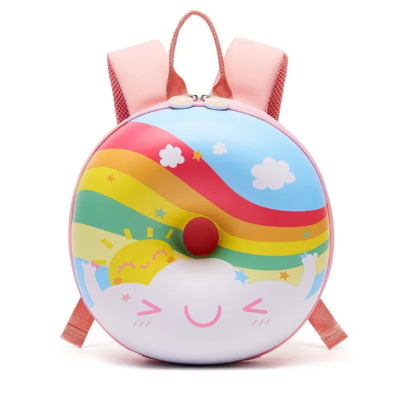 sac à dos d'école en forme de donut rose 3d pour enfant, sacoche mignonne pour fille et garçon en bas âge