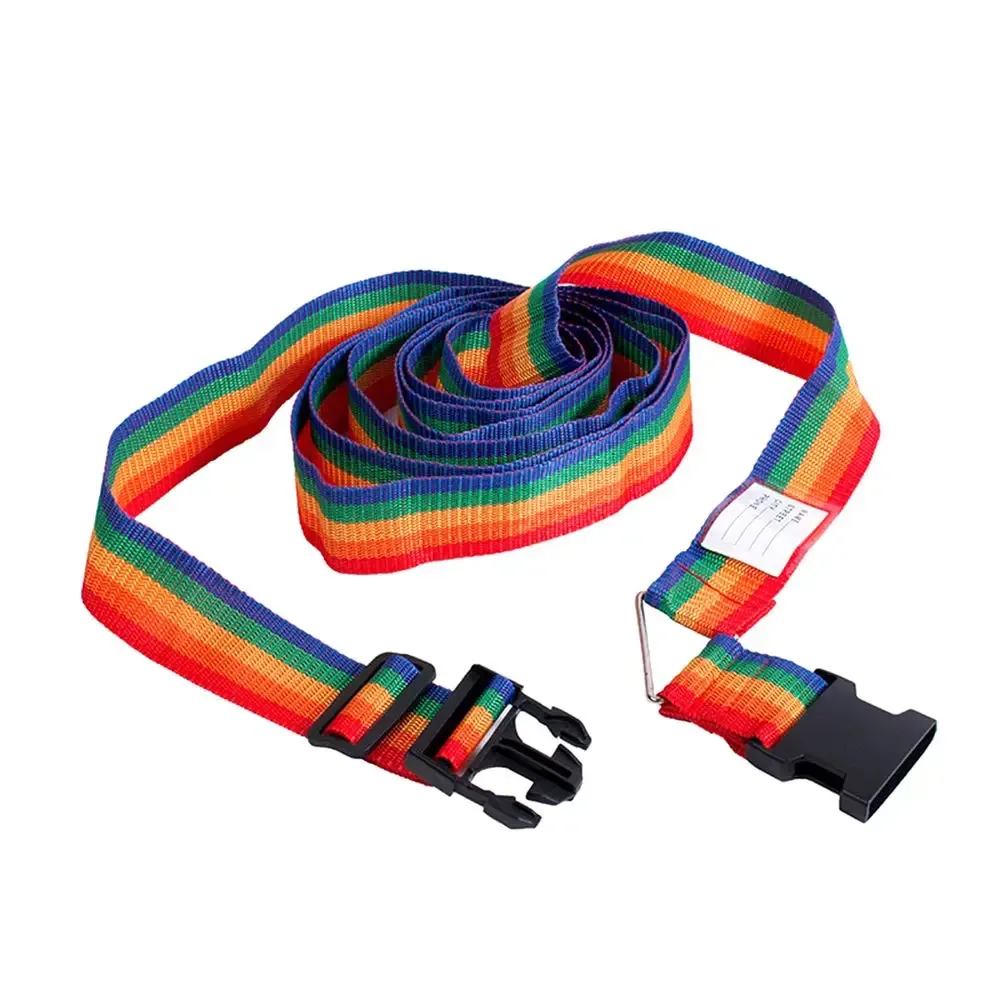 sangle à boucle de bagage, ceinture croisée, emballage réglable, accessoires de voyage, sangle à boucle de valise, ceintures d'emballage de bagages arc-en-ciel