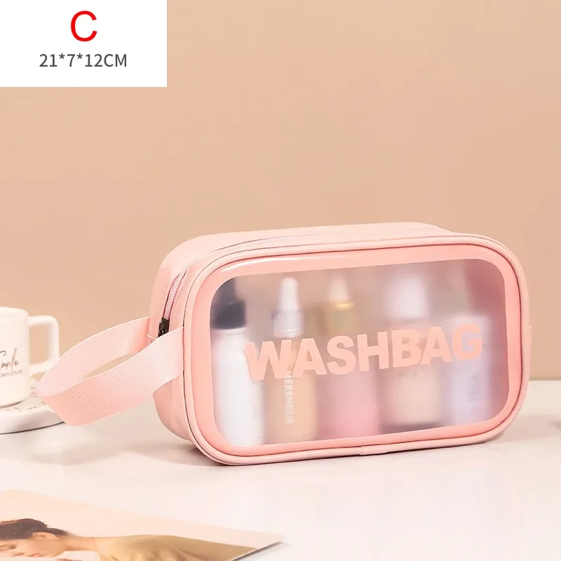 sac de lavage de voyage portable pour femmes, pochette de rangement transparente et étanche pour maquillage, organisateur de cosmétiques de grande capacité, étui de beauté pour femmes