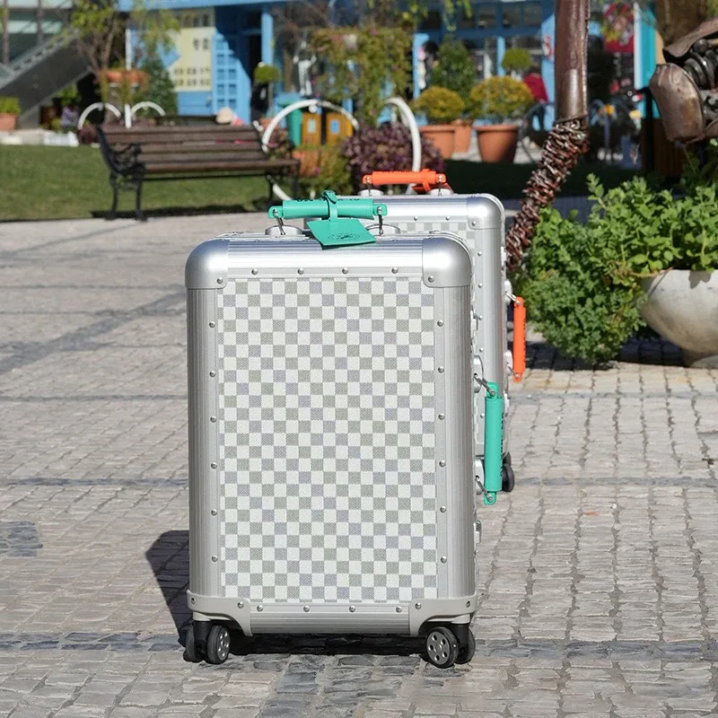 valise de voyage en alliage d'aluminium et de magnésium, bagages roulants, chariot de 20/24 pouces, valise d'embarquement de cabine à main, 100%