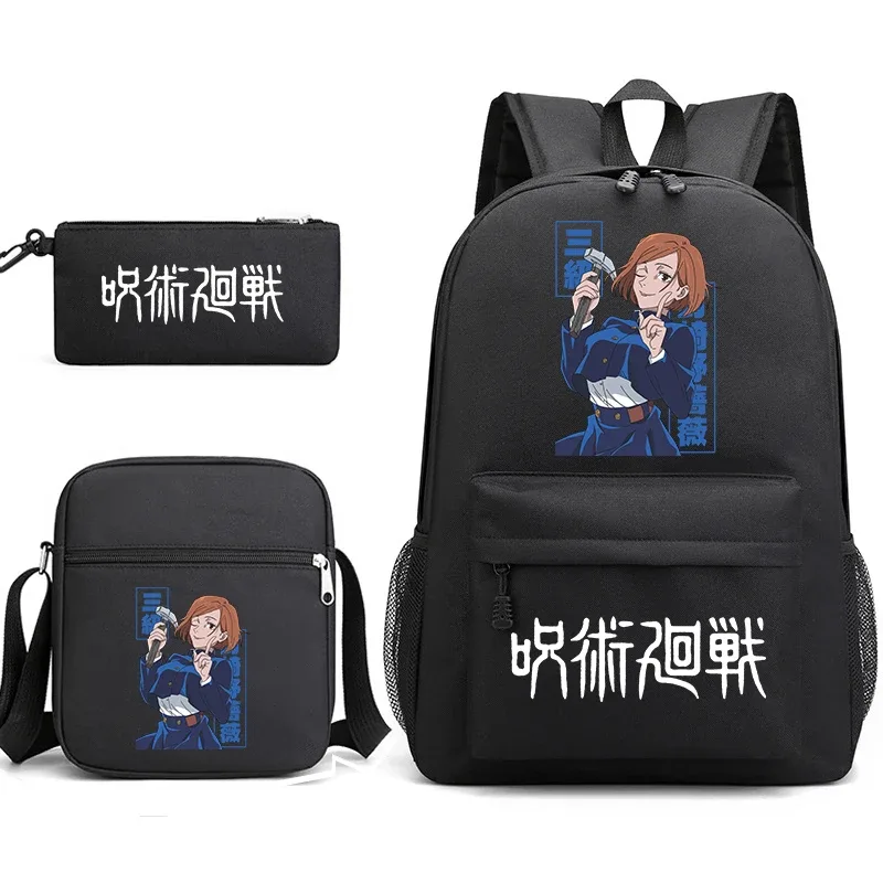 sac à dos anime jujutsu kaisen, trousse à crayons, ensemble de 3 pièces, sac à dos léger pour enfants et adolescents