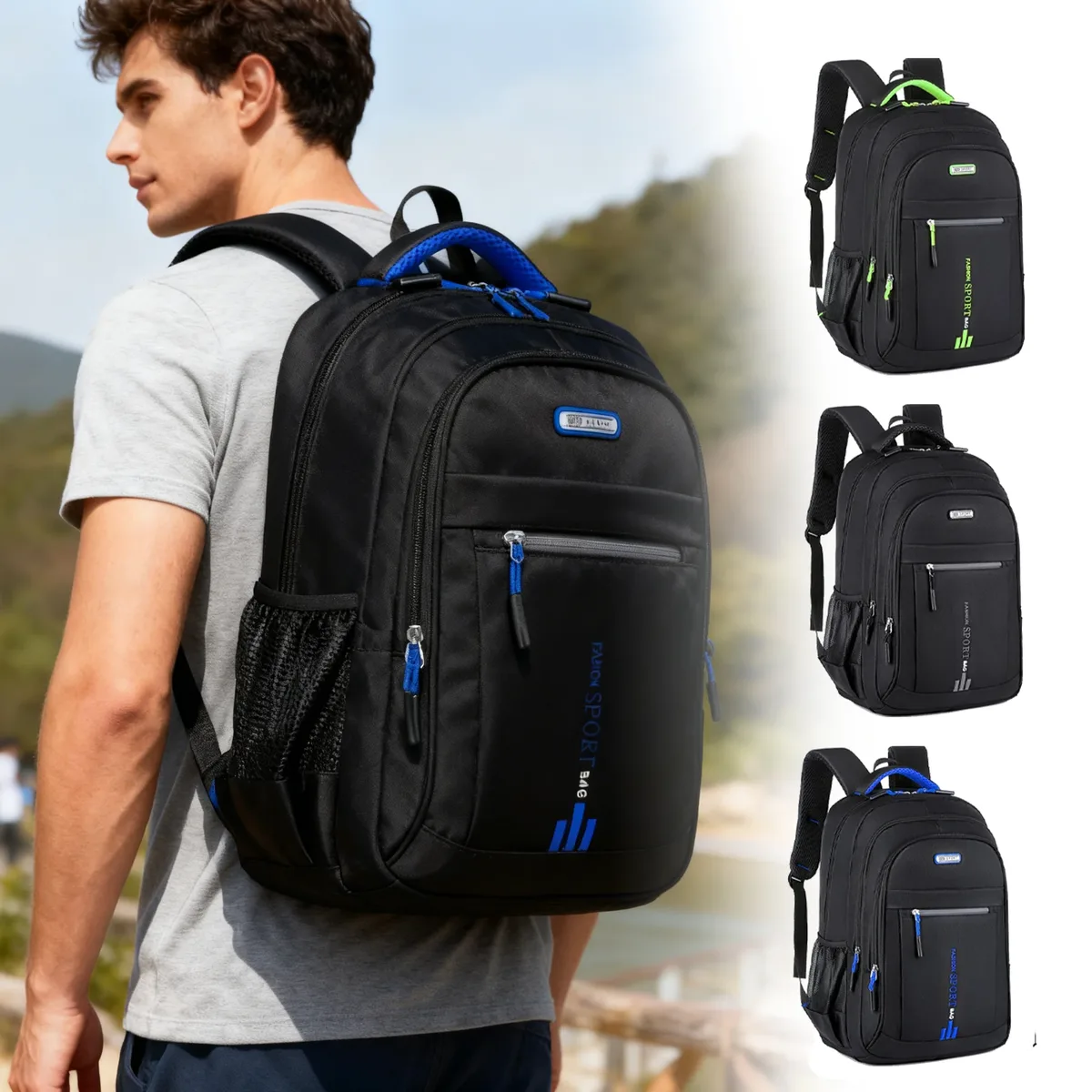 Sac à dos pour ordinateur portable Oxford durable pour homme, imperméable, pour le travail, les voyages, le lycée