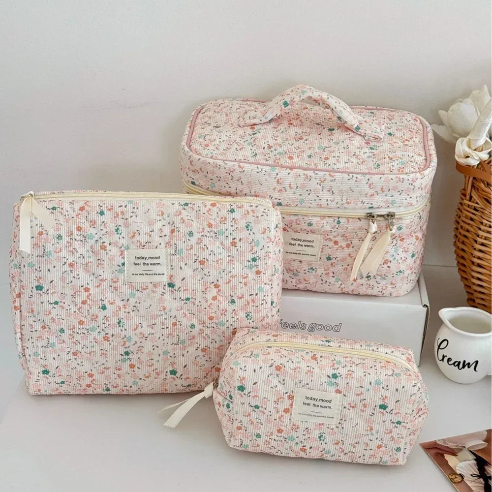 2025 nouveau 3 sacs ensemble femmes sac de maquillage grande capacité cosmétique toilette pochette de rangement sac à main maquillage carré fermeture éclair quilting sac