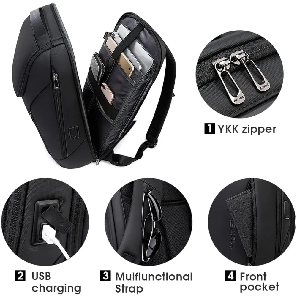 bange affaires sacs à dos ordinateur portable 15.6 pouces multifonctionnel étanche grande capacité travail quotidien mâle sac à dos sac d'école mochila