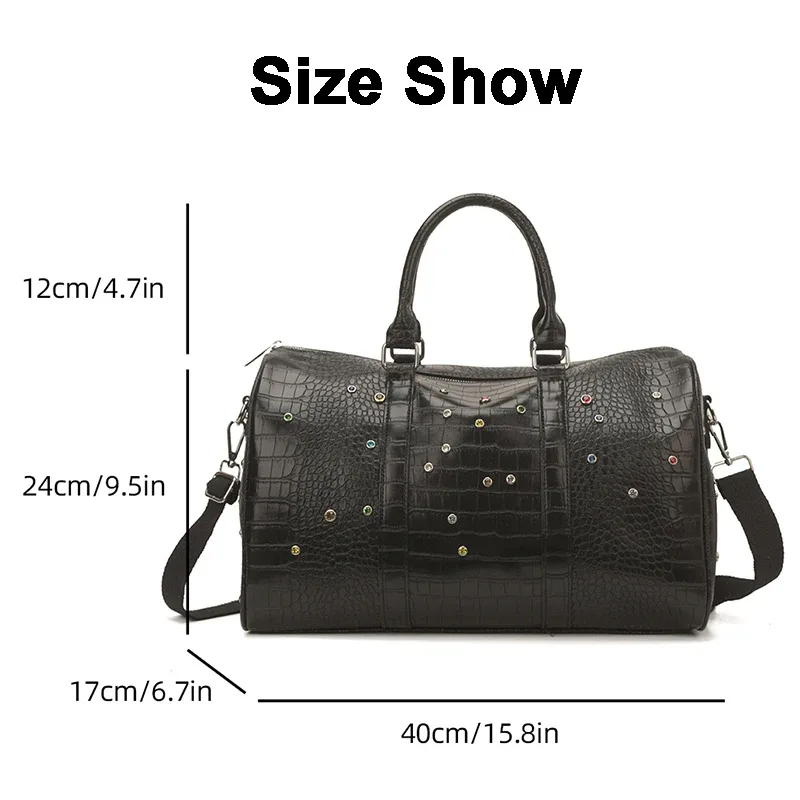 sac à main de voyage en cuir pu de haute qualité shining diamond, grande capacité, pour hommes et femmes, sacs à bandoulière, sacs de shopping