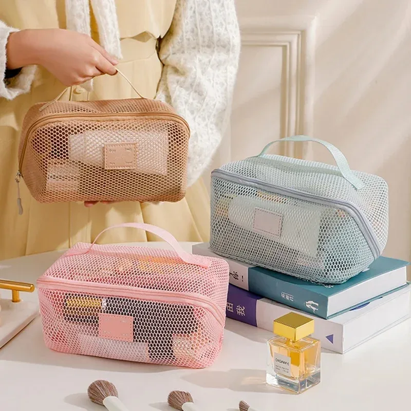 organisateur de maquillage, trousse de toilette pour femme, pochette de rangement pour maquillage, pochette de rangement pour cosmétiques, sac de rangement pour voyage avec fermeture éclair