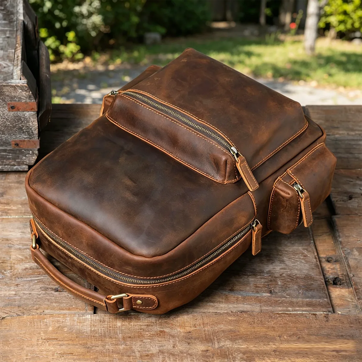 s.worker – sac à dos vintage en cuir véritable pour hommes, grand sac à bandoulière en cuir de vache pour ordinateur portable, sac d'école classique vintage crazy horse
