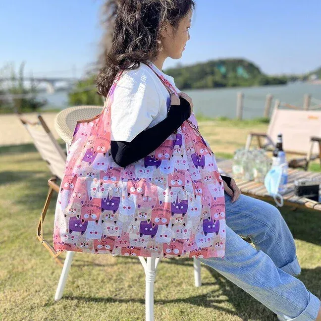 sac à cordon de couleur unie de grande capacité, sac de courses pour supermarché, sac fourre-tout pliable et portable, sac à bandoulière