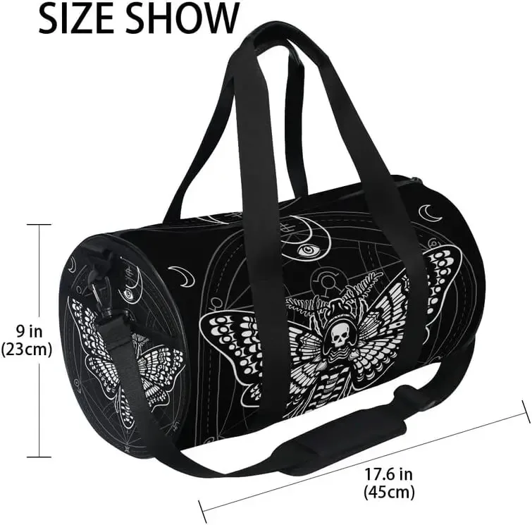 sacs de sport black skull moth pour hommes et femmes, crânes magiques, sac de sport, bagages de voyage, sacs de nuit