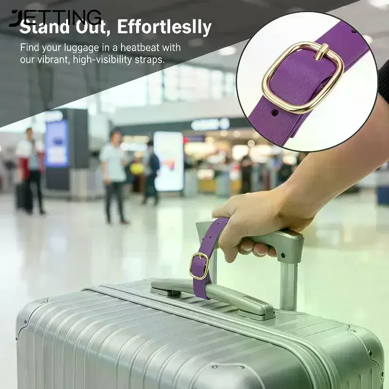 sangles multicolores pour étiquettes de bagages en pu, boucles en alliage, étiquette de bagage étanche, ultra légère, résistante à l'usure, pour voyage d'affaires