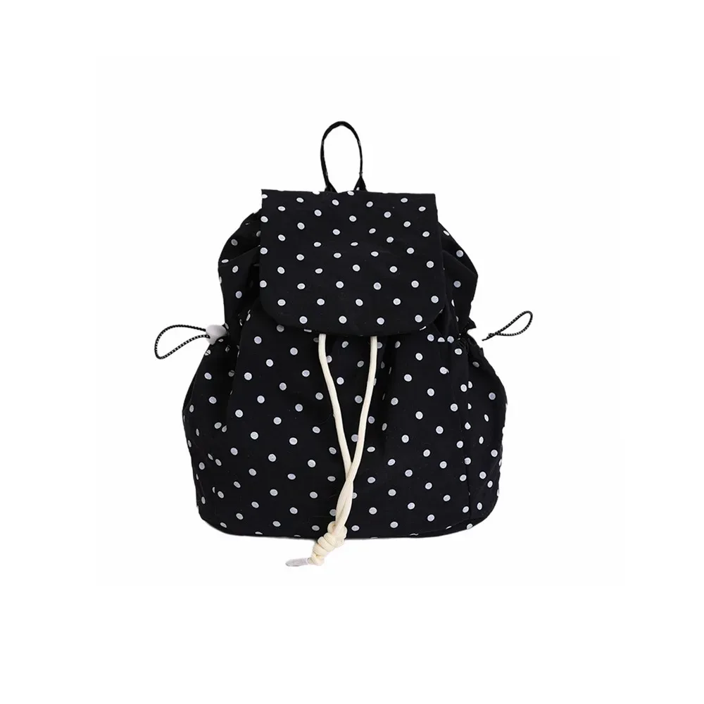 sac à dos à pois à plusieurs poches, sac à dos polyvalent en tissu à cordon de serrage, sac à dos léger coréen pour étudiants