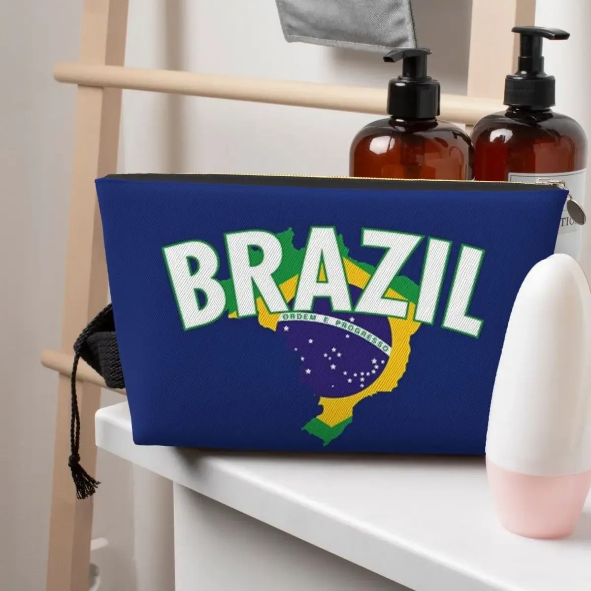 Drapeau National du brésil (4) sac à cosmétiques pour femmes, pochette de rangement de maquillage de voyage, boîte de rangement de toilette, Kit Dopp