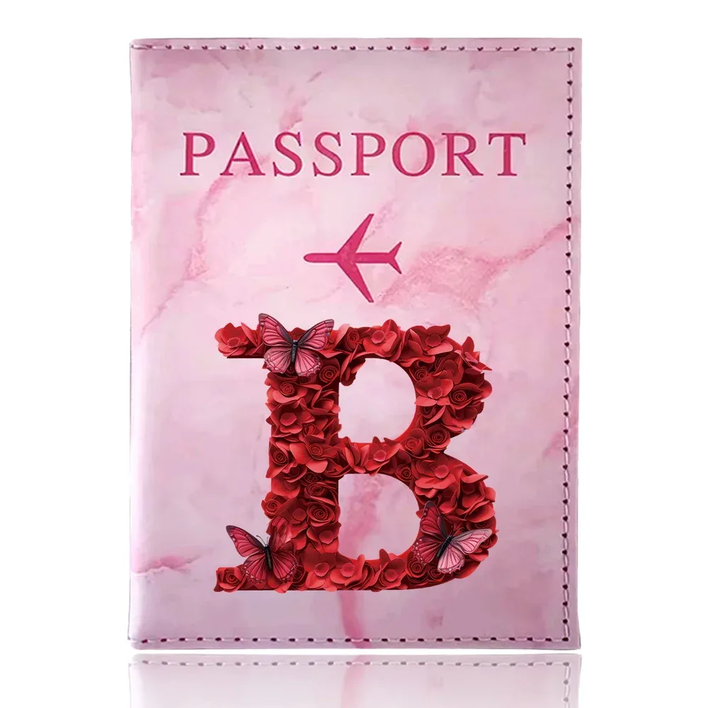 étui de passeport imprimé série rose rouge, porte-passeport, accessoires de voyage, housse de protection pour avion