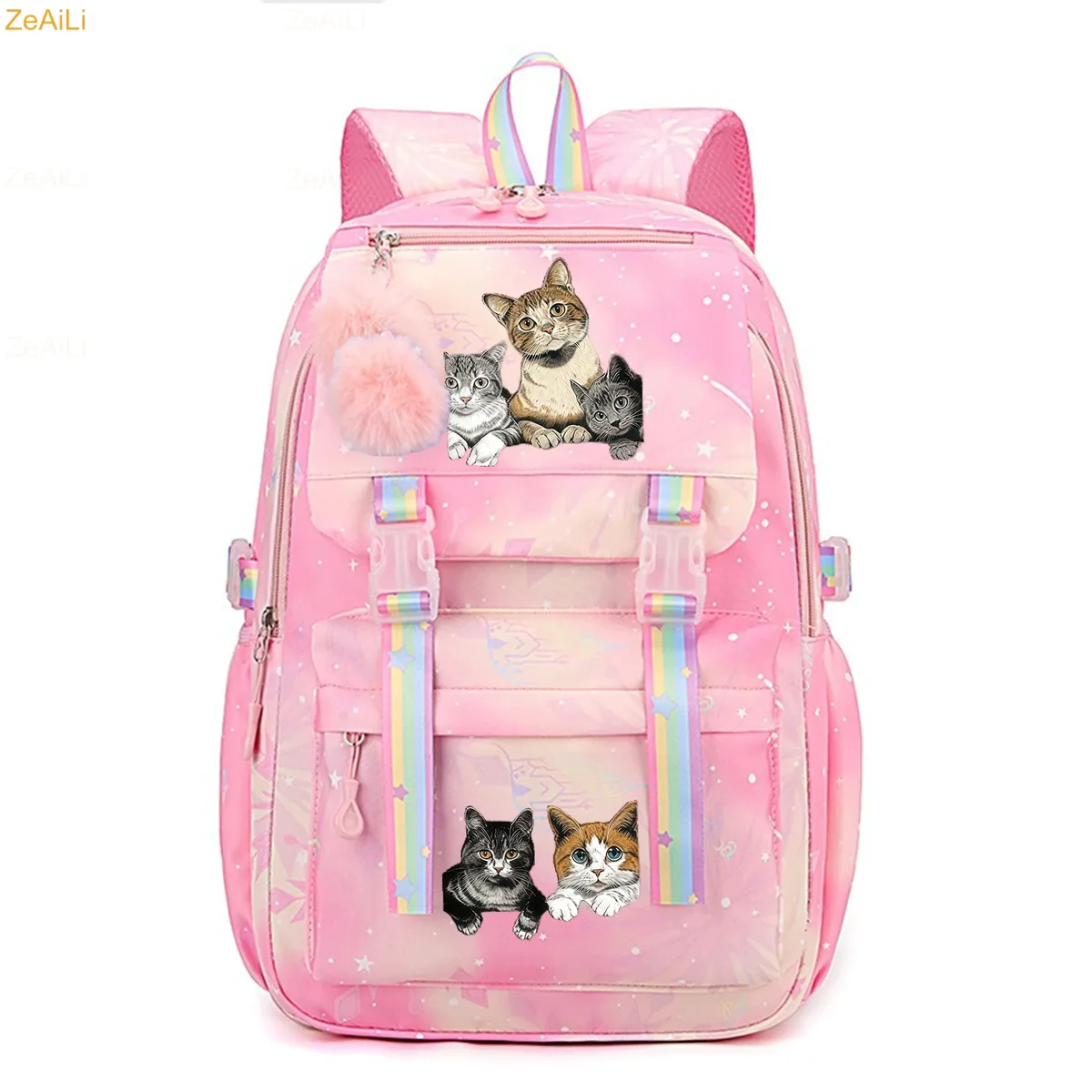 sac à dos pour femme, enfant, adolescent, motif chat noir mignon, fleur et papillon, idéal pour l'école