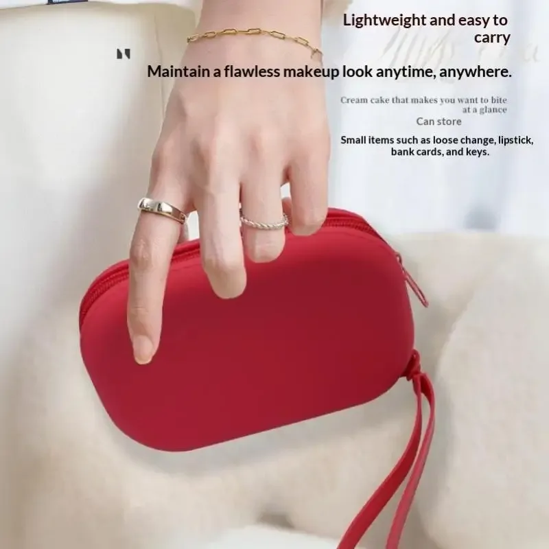 sac à fermeture éclair en silicone lisse, porte-écouteurs, portefeuille, organiseur de cosmétiques, porte-monnaie pour femmes et filles