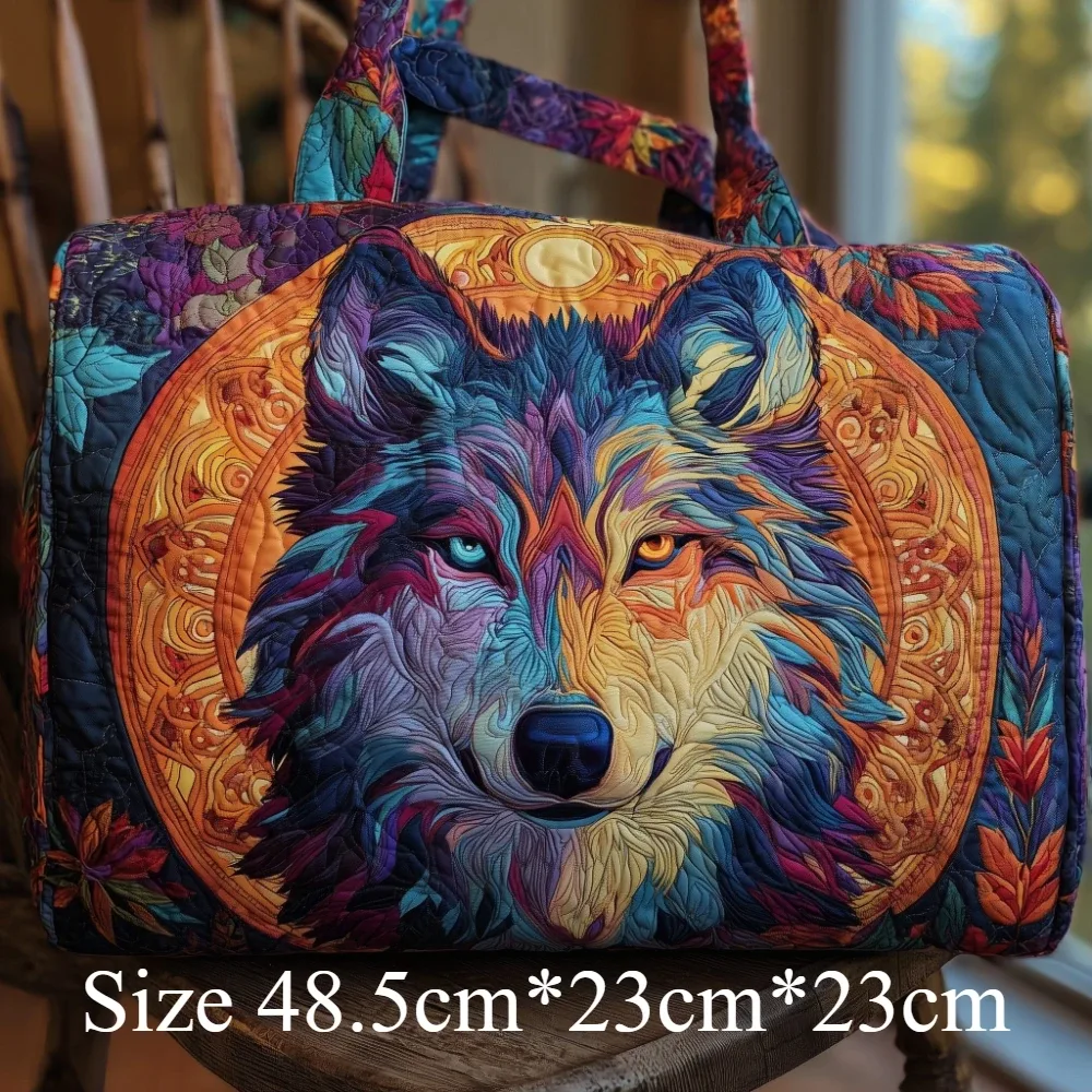 sac de voyage matelassé motif plume de loup, imprimé 3d spirit animal tribal, léger, bagage cabine pour week-end, aventure et sport