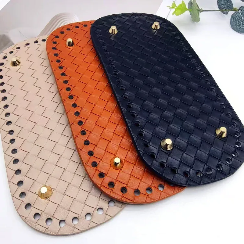base de sac en similicuir multicolore à motif tissé avec trous pour rivets, accessoire de bricolage fait main, base de sac polyvalente pour les passionnés de bricolage, idéale pour la création de sacs à bandoulière et de sacs sous le bras.