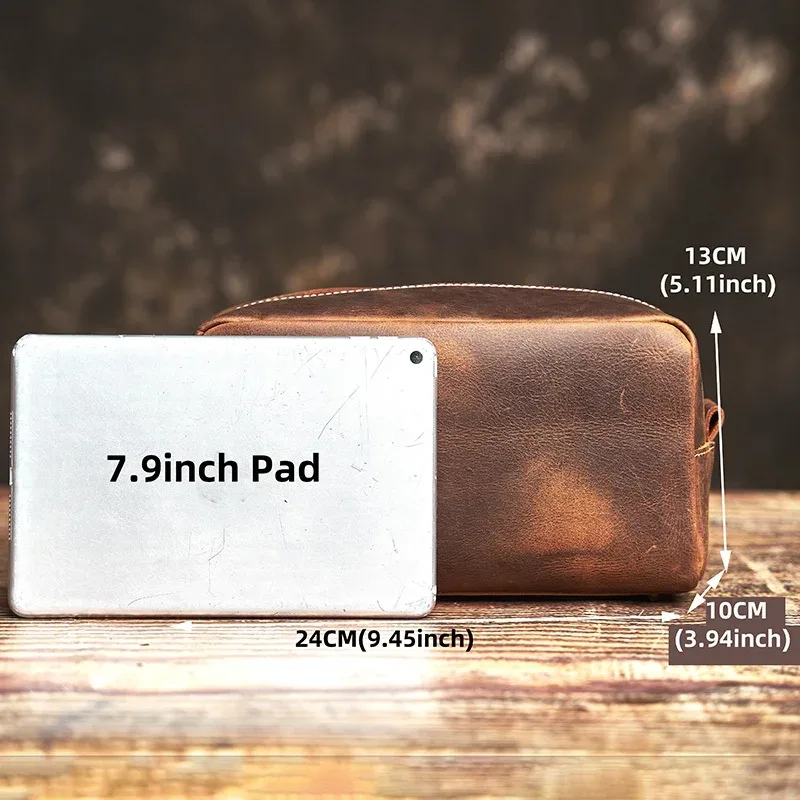 nupugoo-pochette en cuir véritable, sac cosmétique en peau de cheval, sac de lavage multifonctionnel, rangement de loisirs