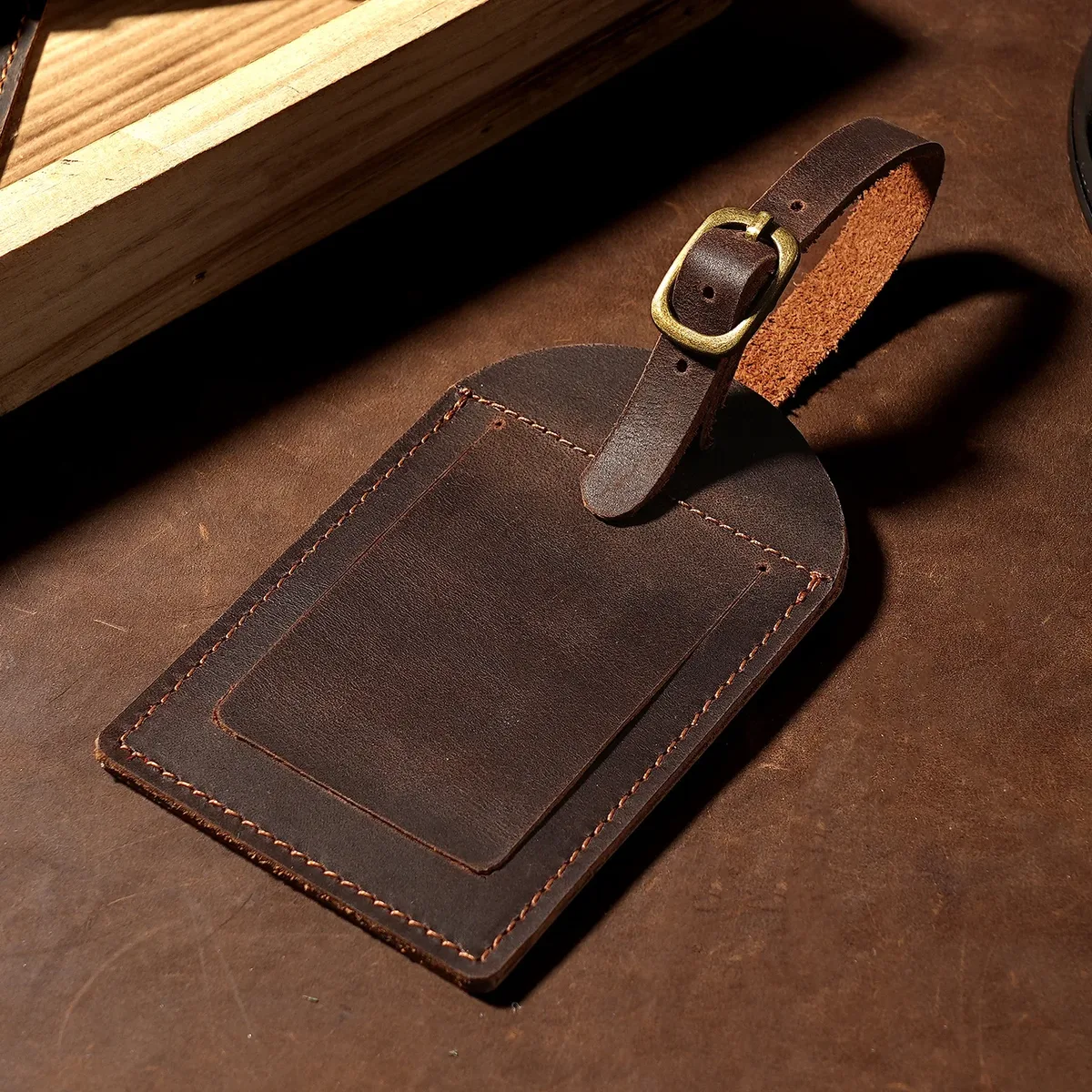 1 étiquette de bagage en cuir véritable pour femme et homme, accessoires de voyage, étiquettes de valise, étiquette nominative, d'adresse, pour bagages