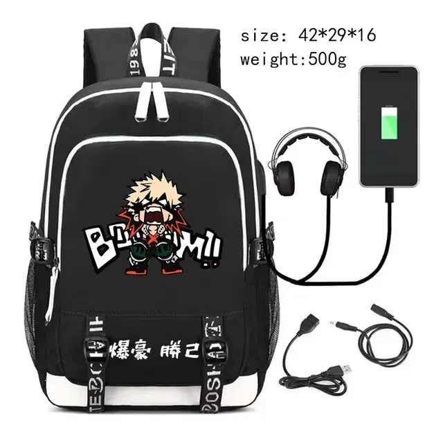 sac à dos de cosplay my hero academia anime, sac d'école pour étudiants, sac à dos de dessin animé, sac à dos pour ordinateur portable, sac à dos de voyage, cadeaux pour enfants en plein air