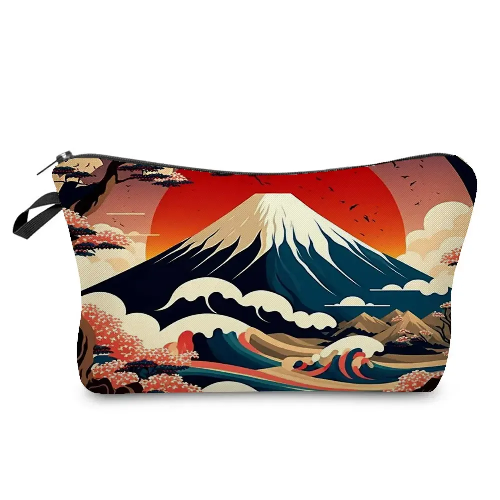 ukiyoe – mini trousse de maquillage pour femmes, design japonais, grue de styliste, trousse de toilette de voyage de plage, trousse à cosmétiques écologique réutilisable