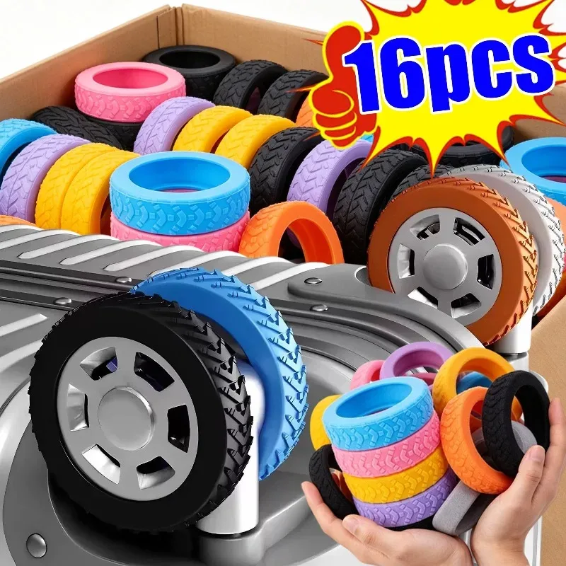 Housses de roues de bagages en silicone épaissi, antidérapantes, silencieuses et anti-bruit pour valises et roues de chaises
