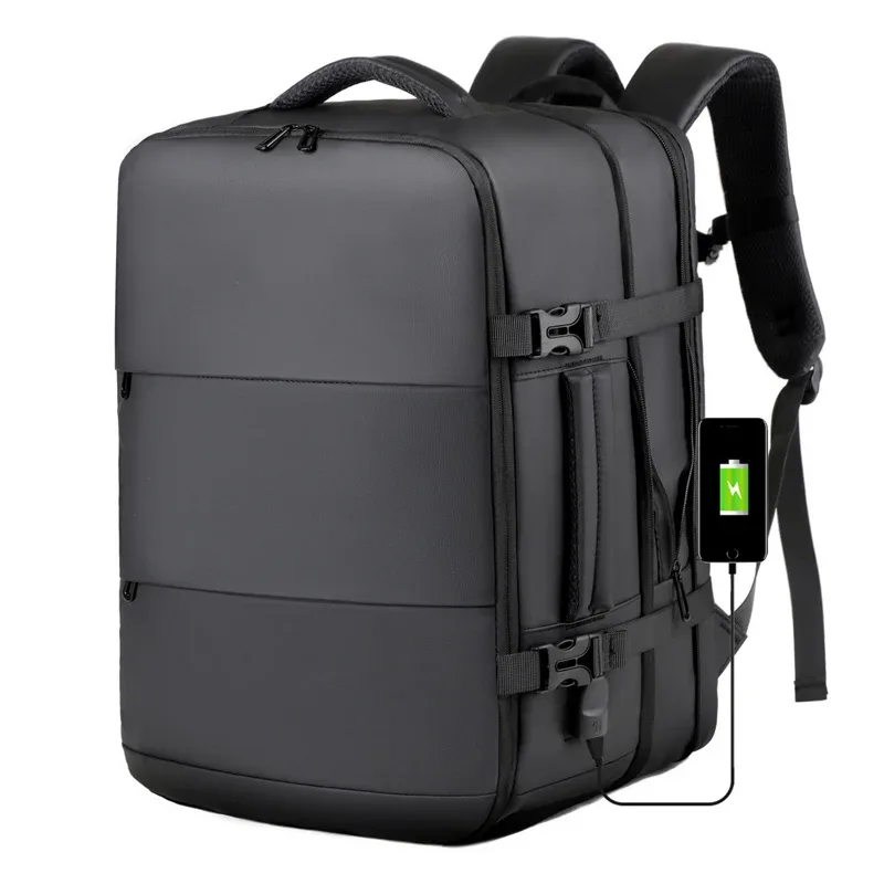 sac à dos extensible étanche pour voyage d'affaires pour hommes, sac à dos d'ordinateur de chargement usb de grande capacité, compartiment à chaussures de séparation sec et humide