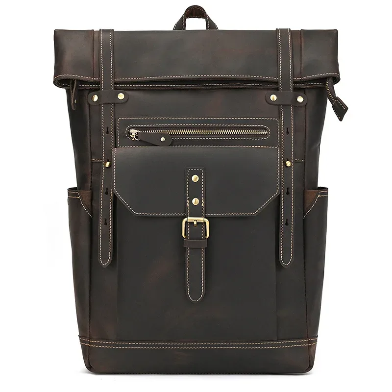 luufan-sac à dos en cuir véritable de grande capacité pour homme, sac à dos pour ordinateur portable 17 pouces, sac à bandoulière multifonction, sac à dos de voyage pour homme